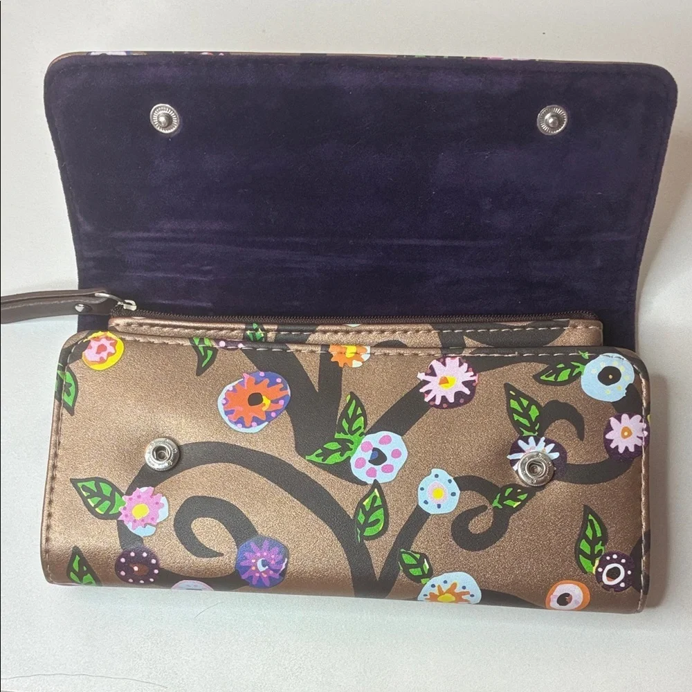 St Jude Rose Metallic Gold Trifold Travel Jewelry Pouch Flower Vine 4”x8”